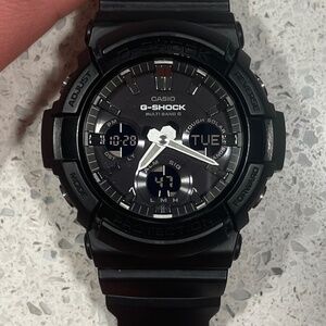 Casio Mens Watch G-Shock GAW100 Black Resin Analog Digital Tough Solar 48mm